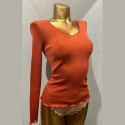 Top Manches Longue En Soie Siena Paprika