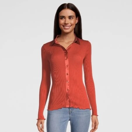 Gilet Col Chemise En Laine Et Soie Cortina Paprika 3 Gilet Col Chemise En Laine Et Soie Cortina Paprika -Sousvêtement Soldes gilet laine soie cortina oscalito paprika
