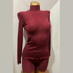 Pull Col Cheminée En Laine Mérinos Et Soie Bordeaux