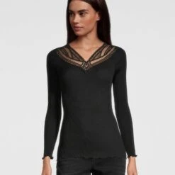 Pull En Laine Et Soie Macramé Noir