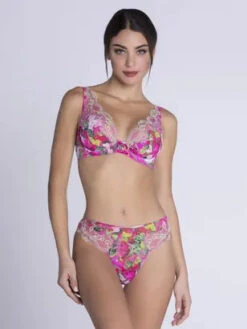 Slip Séduction Fuchsia Envolée De Fleurs -Sousvêtement Soldes slip seduction lise charmel envolee fleurs paris2