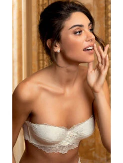 Soutien-gorge Bandeau Coques En Dentelle Imagine La Beauté Ecru Nacre -Sousvêtement Soldes soutien gorge bandeau imagine la beaute